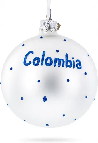 Vista 3 de Bandera de Colombia Bola de Vidrio Adorno de Navidad 3.25 Pulgadas