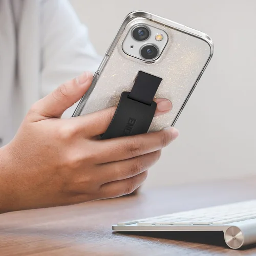 Vista 6 de ENCASED Funda con lazo para los dedos, diseñada para iPhone 15 Plus (2023), funda transparente con correa de mano con soporte de silicona suave al