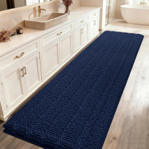 Vista 37 de ACCUMTEK - Juego de alfombras de baño a rayas beige de 3 piezas, ultrasuaves, antideslizantes de chenilla, alfombras de baño mullidas y absorbentes
