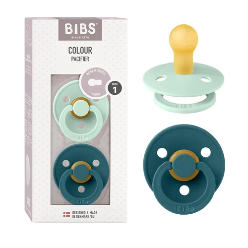 Vista 159 de BIBS - Paquete de 2 chupetes para bebés, goma natural libre de bisfenol A, hechos en Dinamarca, colección Colour, para bebés de 18+ meses, azul bebé