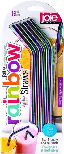 Vista 3 de Joie Pajitas de plástico reutilizables – Juego de 20 pajitas brillantes con cepillo de limpieza, sin BPA, ecológicas y aptas para lavavajillas