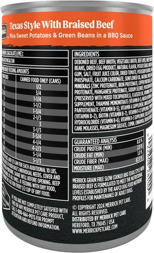 Vista 11 de Merrick - Comida húmeda para perros, barbacoa cocinada a fuego lento estilo Texas con carne de res estofada, sin cereales, comida enlatada