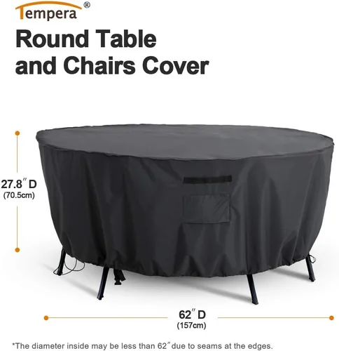 Vista 2 de Tempera - Funda redonda para muebles de patio - Funda para mesa al aire libre y juego de sofá seccional - Resistente al desgarro, anti-UV e Gris