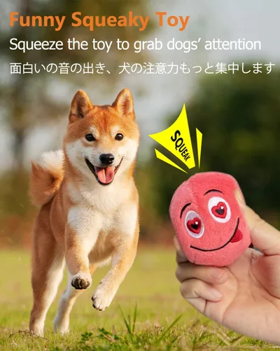 Vista 2 de SCHITEC Juguetes chirriantes para perros, [6 unidades] Pelotas de felpa suaves con chirriantes, juego interactivo para cachorros y mascotas pequeñas