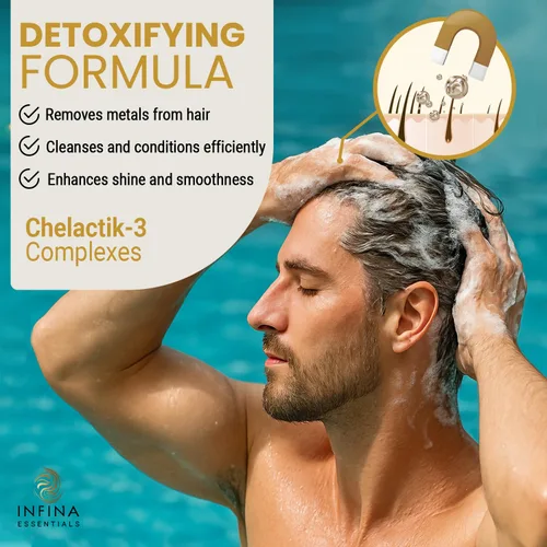 Vista 3 de Champú y acondicionador de agua dura - Limpiador quelante 2 en 1 para eliminación de acumulaciones, cabello suave y brillante - Con complejo