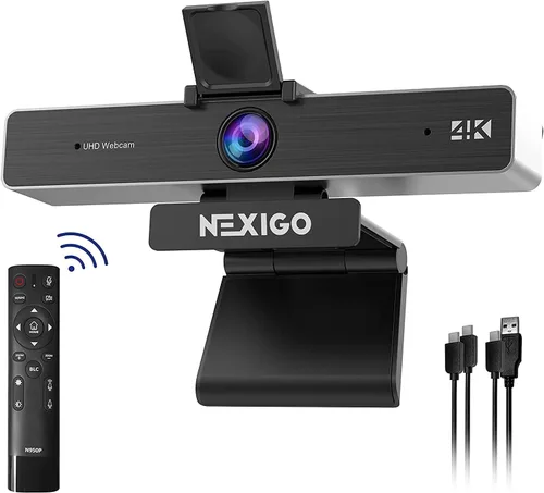 Vista 10 de NexiGo N930E Pro, cámara web 4K con luz de anillo, enfoque automático PDAF, 1080P @60FPS, micrófonos con doble cancelación de ruido, obturador