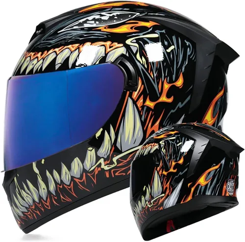 Vista 15 de Cascos de motocicleta de cara completa, casco de motocicleta aprobado por ECE/DOT con viseras dobles, casco de motocicleta de cara completa para J