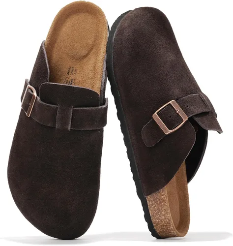 Vista 10 de Zuecos de cuero genuino 100% de grano completo para hombres - Zapatos de Negro