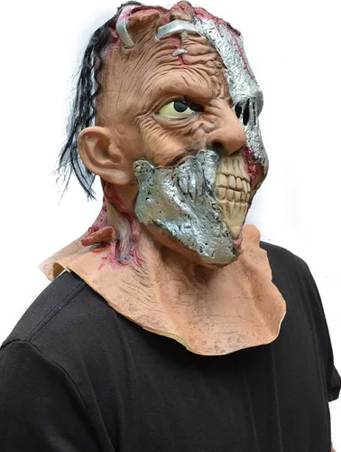Vista 9 de Acid Tactical Máscara de Halloween Cyborg Terminator cabeza de metal realista disfraz de látex zombi