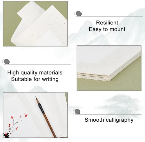 Vista 6 de PH PandaHall 20 hojas de papel Shikishi premontado, papel Xuan crudo, tablero de caligrafía china, suministros de papel de arroz para dibujar