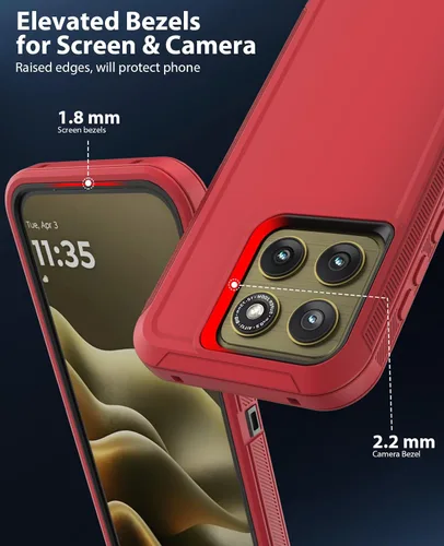 Vista 5 de Jelanry Funda resistente para Motorola Edge 2026, color rojo y negro