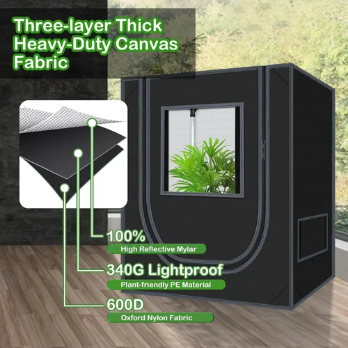 Vista 5 de Tienda de cultivo de 18 x 30 x 36 pulgadas para plantas de interior 600D Mylar hidropónico de alta reflexión para plantas, frutas, flores, cultivo