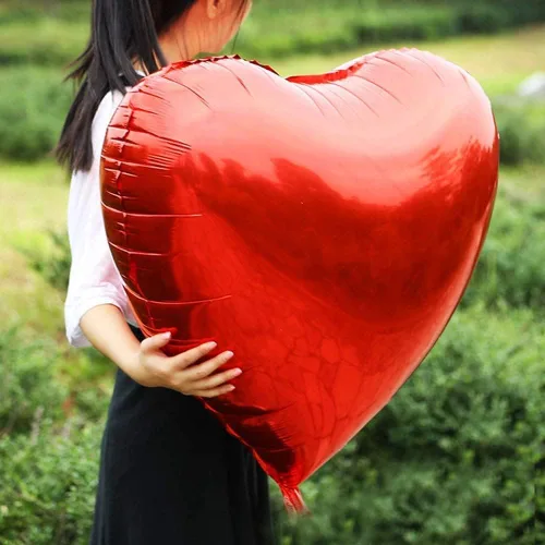 Vista 3 de 8 globos de corazón rojo enorme de 36 pulgadas, globos románticos de papel de aluminio de corazón grande, globos de San Valentín para bodas
