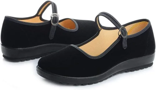 Vista 2 de missfiona Zapatos planos de algodón negro Mary Jane Dance Old Beijing para caminar para mujer