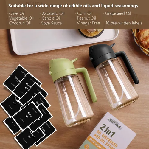 Vista 7 de SWEET VIEW Pulverizador de aceite de oliva 2PCS para cocinar 16oz/470ml