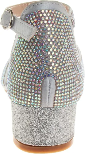 Vista 3 de Badgley Mischka Girls Dress Shoes - Kids Rhinestone Party High Heel Pumps Slip-On Block Closed Toe with Ankle Buckle (Little KidBig Kid)