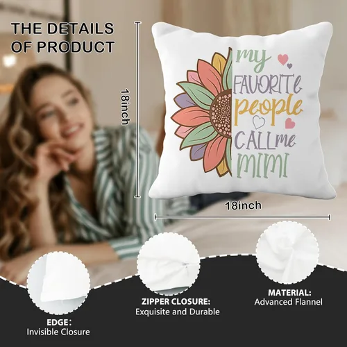 Vista 6 de Mimi Gifts - Fundas de almohada de 18 x 18 pulgadas, funda de almohada Mimi, abuela