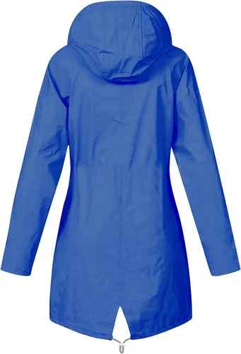 Vista 5 de Abrigo impermeable para mujer, con capucha, ligero, para otoño, invierno, para exteriores, cortavientos, chubasqueros largos