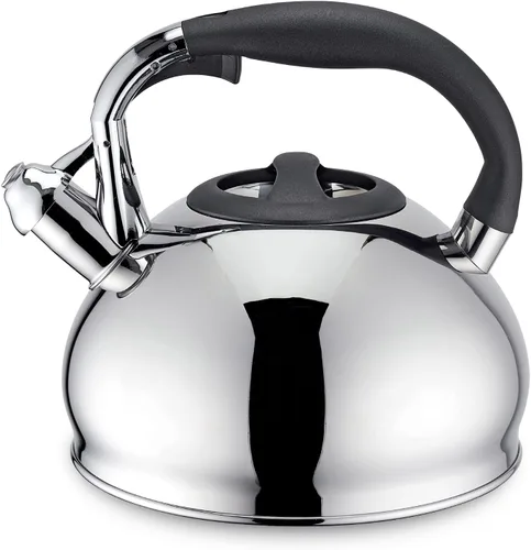 Vista 8 de Easyworkz Hervidor de té silbante de acero inoxidable de grado alimenticio con silbato fuerte, 2.4 cuartos de galón (2.3 l)