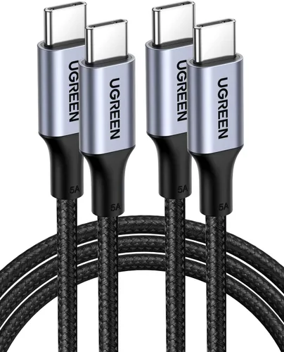 Vista 12 de UGREEN Cable USB C a USB C de 100 W, carga rápida, paquete de 2, 6.6 pies Negro