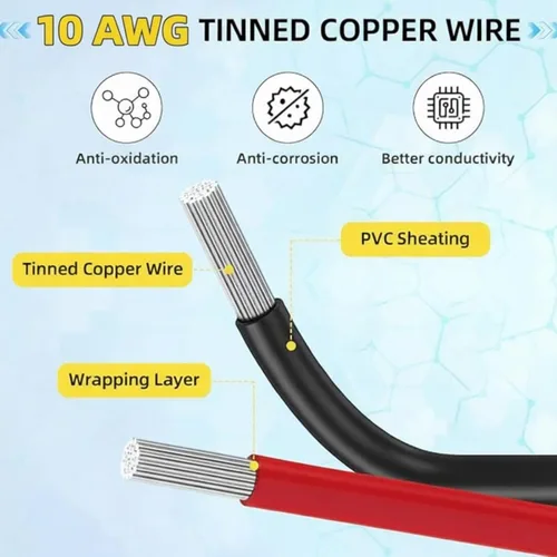 Vista 4 de Frienda Paquete de 8 cables de extensión de conectores rápidos SAE de 10 AWG de 2 pines, conectores de 1 pie de 12 V para desconectar el arnés