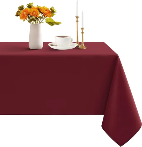 Vista 22 de Romanstile Mantel rectangular – Impermeable y resistente a las arrugas, mantel de poliéster lavable para cocina, comedor, fiesta, boda, uso en Beige
