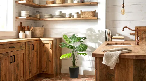 Vista 4 de LCG Florals Planta Monstera artificial de 3 pies, en maceta, planta de esquina falsa grande para interiores, vegetación sintética realista