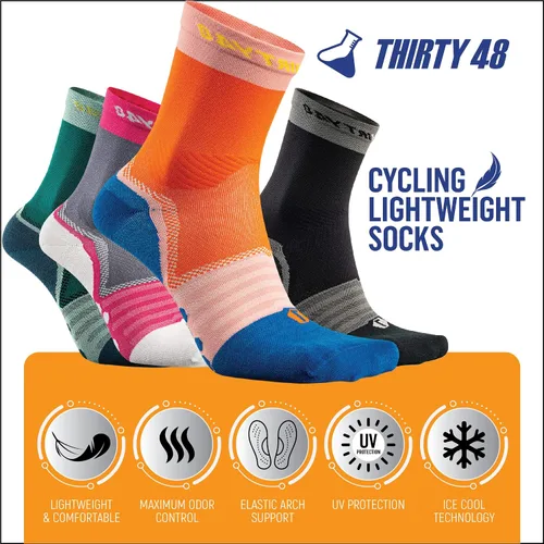 Vista 3 de Thirty48 Calcetines de ciclismo con tela S.Café, resistentes al olor, protección UV, secado rápido