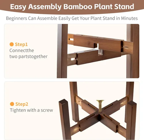 Vista 3 de Soporte ajustable de bambú para plantas de interior, soporte para macetas de 8 a 12 pulgadas para sala de estar, dormitorio, esquina, estante