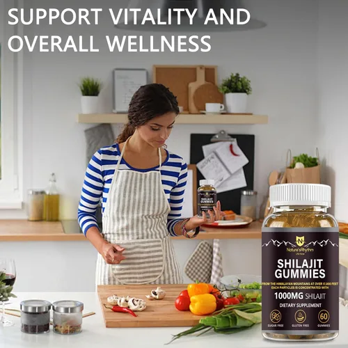 Vista 7 de Nature's Rhythm - Gomitas Shilajit de 1000 mg con ácido fúlvico 60 gomitas para apoyo energético e inmunidad para hombres y mujeres Ricas en más