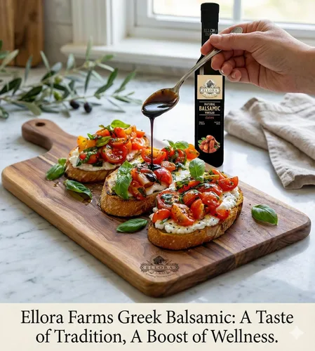 Vista 3 de Ellora Farms, Vinagre balsámico con infusión de jarabe de dátil, espeso, cremoso y envejecido en barrica, sin conservantes, botella de vidrio, 8.45