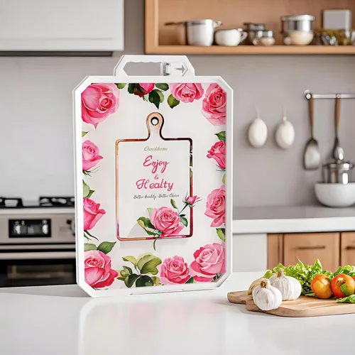 Vista 7 de Ourokhome Tabla de cortar para cocina, tabla de cortar de vidrio templado de doble cara de grado alimenticio para cortar carne, verduras, frutas
