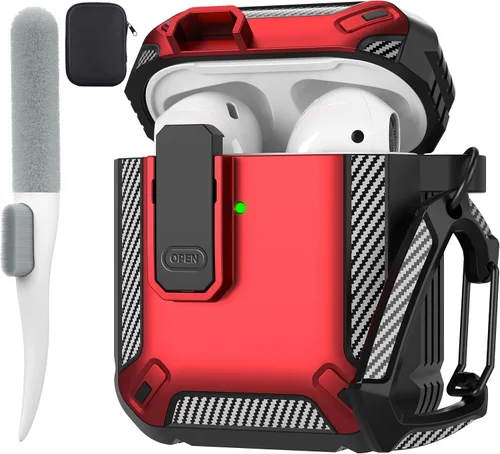Vista 21 de Maxjoy Funda para AirPods Pro 3 2025, MagSafe compatible con bloqueo automático, funda protectora a prueba de golpes con soporte para teléfono