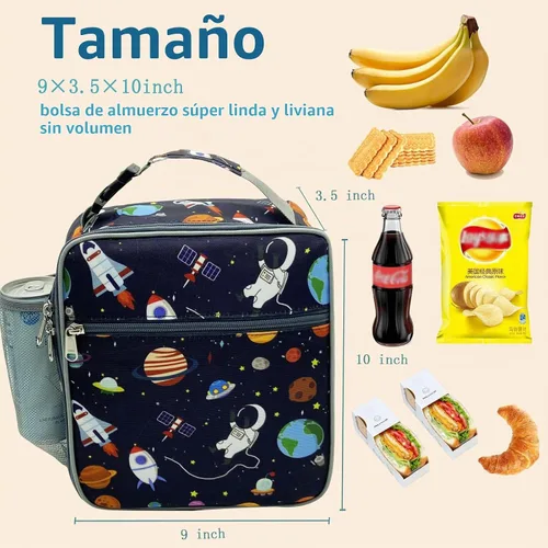 Vista 4 de Kulle Lonchera para niños, bolsa de astronauta aislada para niños