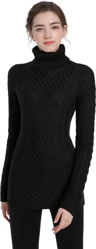Vista 3 de v28 - Suéter elástico de punto trenzado con cuello redondo y manga larga para mujer