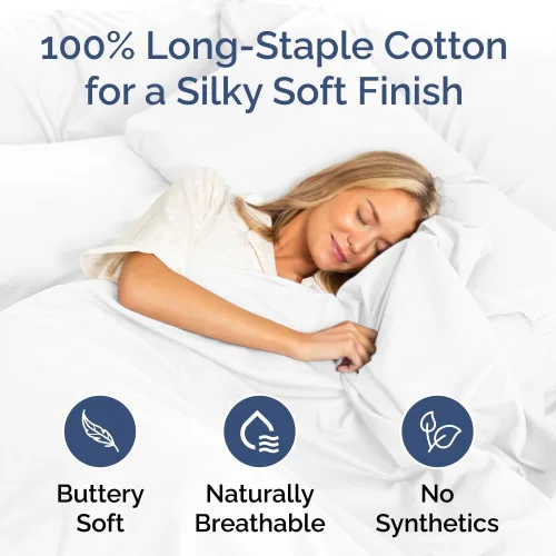 Vista 4 de Juego de 2 fundas de almohada 100 % algodón de 400 hilos, sin arrugas ni decoloración, protectores lavables a máquina, ropa de cama de hotel