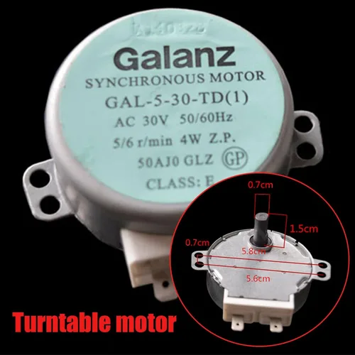Vista 4 de Horno giratorio motor para microondas GALANZ, motor síncrono GAL-5-30-TD 30V 4W accesorios de reemplazo de microondas