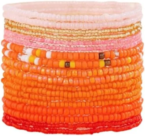 Vista 13 de Fuqimanman2020 18 piezas de pulseras apilables con cuentas estilo boho para mujer, conjunto de tobilleras de cuentas de arroz multicapas coloridas