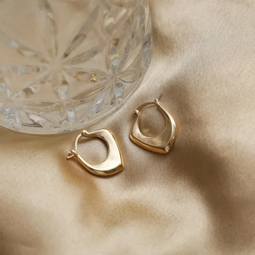 Vista 75 de Gempires - Aretes ligeros y gruesos, delicados y minimalistas, hipoalergénicos, chapados en oro, sin deslustre, diseño clásico, para uso diario