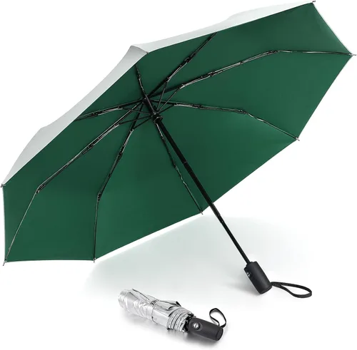Vista 12 de G4Free Paraguas de viaje con protección UV UPF 50+ de 42/46 pulgadas con Negro/Plateado