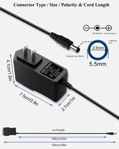 Vista 2 de Fuente de alimentación de 6V DC 2A, cable adaptador de corriente DC6V 0.2 x