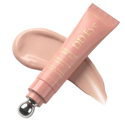 Vista 10 de DERMAdoctor Crema de ojos con cafeína para ojeras, iluminador antienvejecimiento, crema hidratante debajo de los ojos con SPF 30 para hinchazón