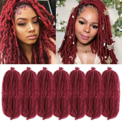 Vista 48 de Cabello para Trenzas Marley Twist de 10 pulgadas Negro 3 Paquetes Cabello Afro Twist Elástico Preseparado para Locs Suaves Cabello Spring Twist