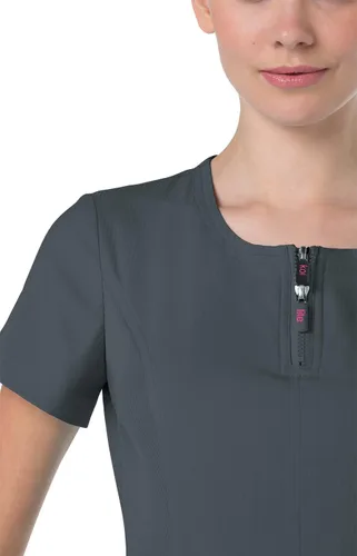 Vista 3 de KOI Lite Serenity - Camisa médica con cuello con cremallera de 4 bolsillos para mujer
