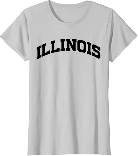 Vista 25 de Illinois Gift - Camiseta de diseño deportivo con texto universitario, gris, S
