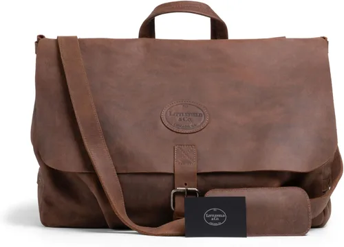 Vista 6 de Littlefield & Co., Bolso portador de correo con correa ajustable para el hombro, bolsa de mensajero, maletín grande, bolsa cruzada para hombre