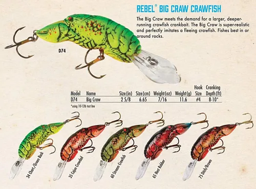 Vista 2 de Rebel Lures Cebo de Pesca Original Realista para Cangrejo Crankbait