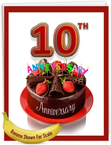 Vista 8 de The Best Card Company - Tarjeta jumbo del 10º aniversario con sobre (8.5 x 11 pulgadas) - Felicitaciones grandes por 10 años de matrimonio - Gran