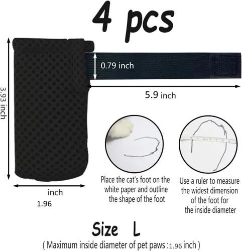 Vista 2 de 4 guantes para gatos para evitar arañazos, zapatos de malla transpirable para gatos, guantes ajustables antiarañazos, adecuados para gatos al Negro