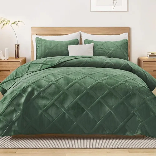 Vista 8 de Exclusivo Mezcla Twin Size Quilt Set, Black Soft Bedspreads with 1 Pillow Sham, Modern Striped Pattern, Lightweight Bedding Set Coverlets for All